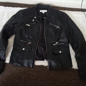 New York & company black leather jacket size M